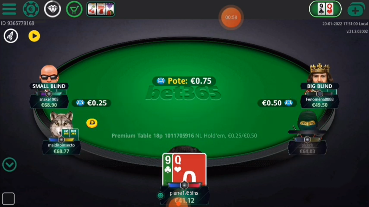 Interface de Bet365 Poker